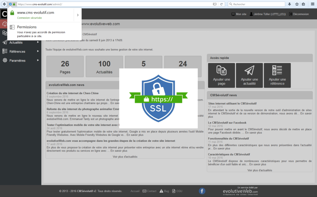 Connexion sécurisée au CMSévolutif avec le HTTPS