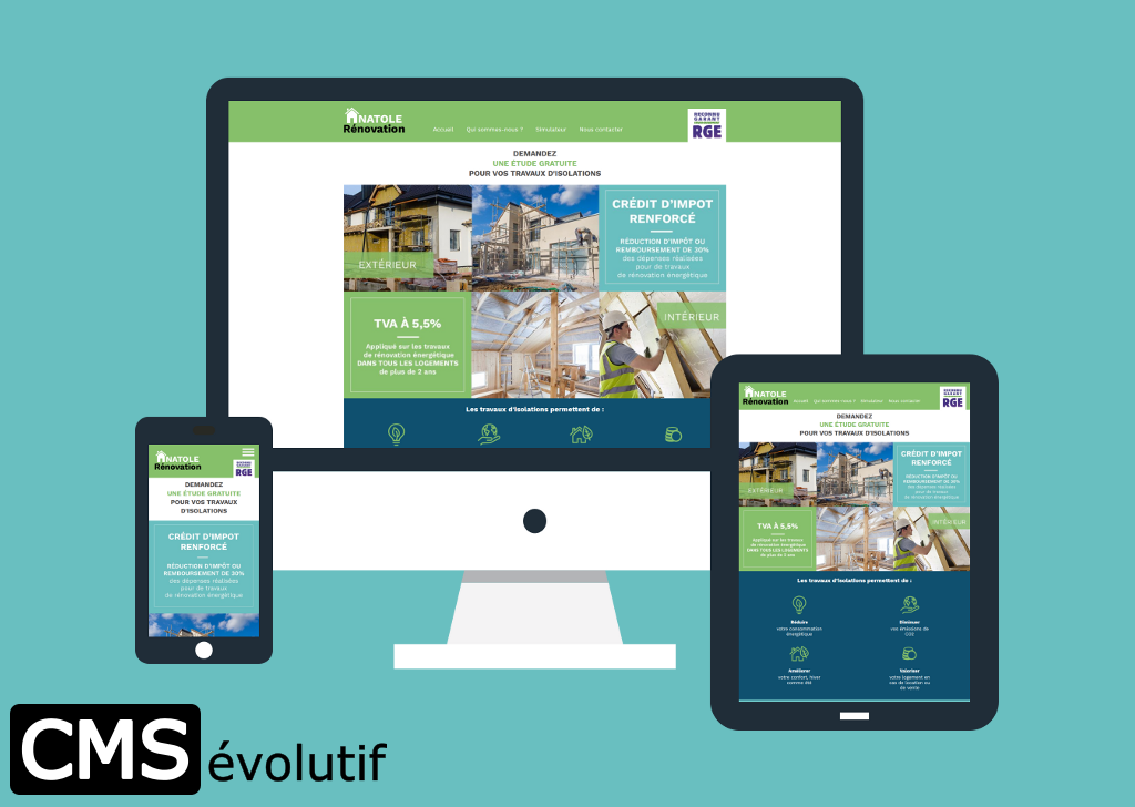 Anatole Rénovation, nouveau site internet utilisant le CMSévolutif pour la gestion de son contenu