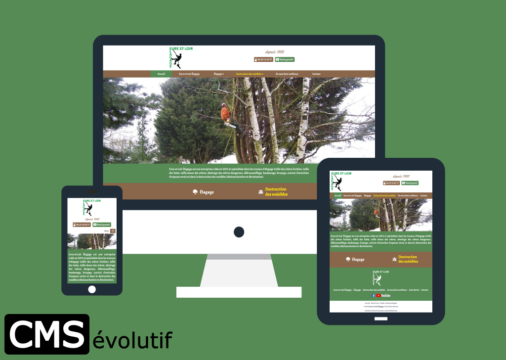 Eure-et-Loir Élagage, nouveau site internet utilisant le CMSévolutif pour la gestion de son contenu